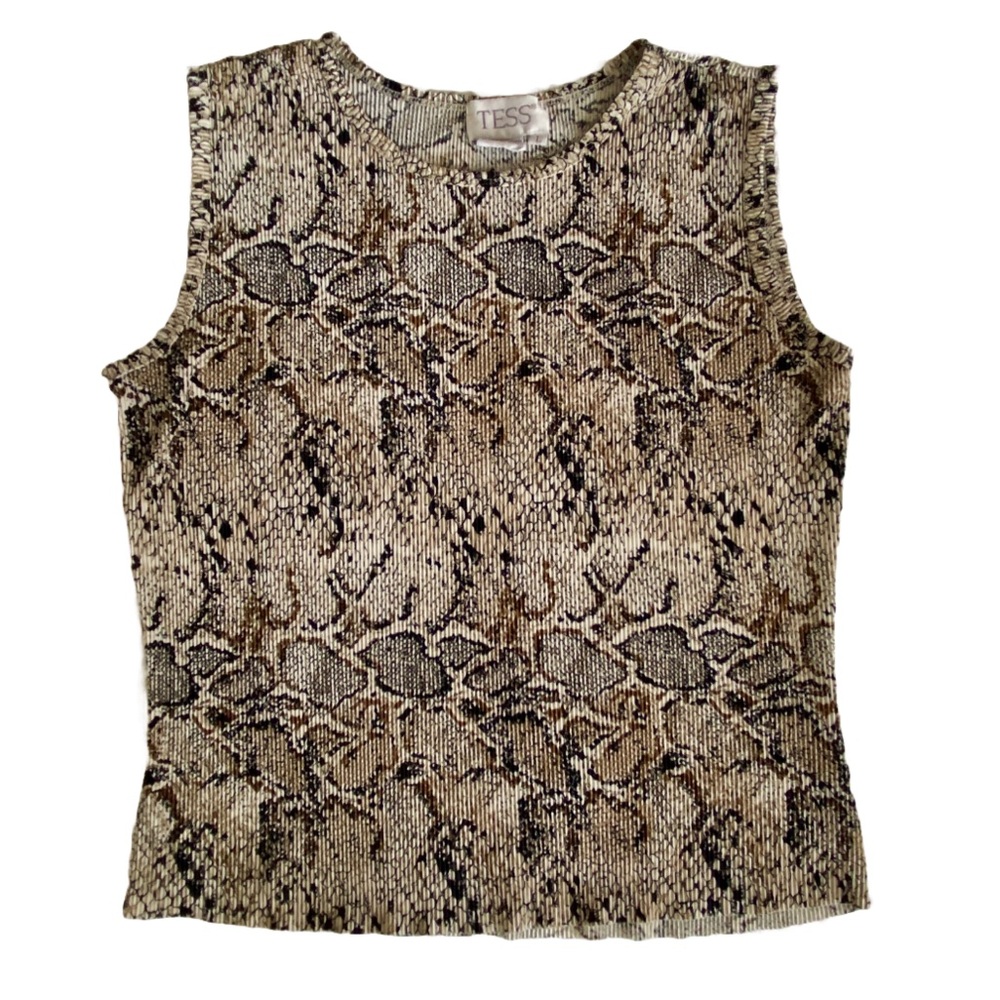 Tess Pleated Animal Print Tank L